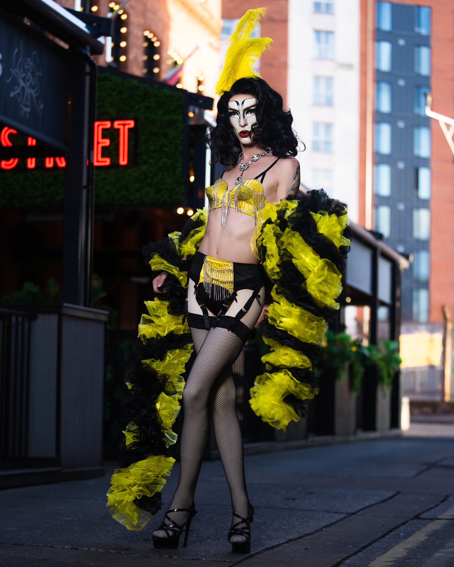 Black and Yellow Organza Boa