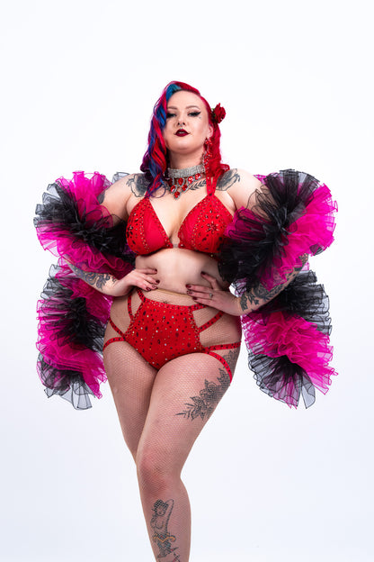 Black and Pink Organza Boa