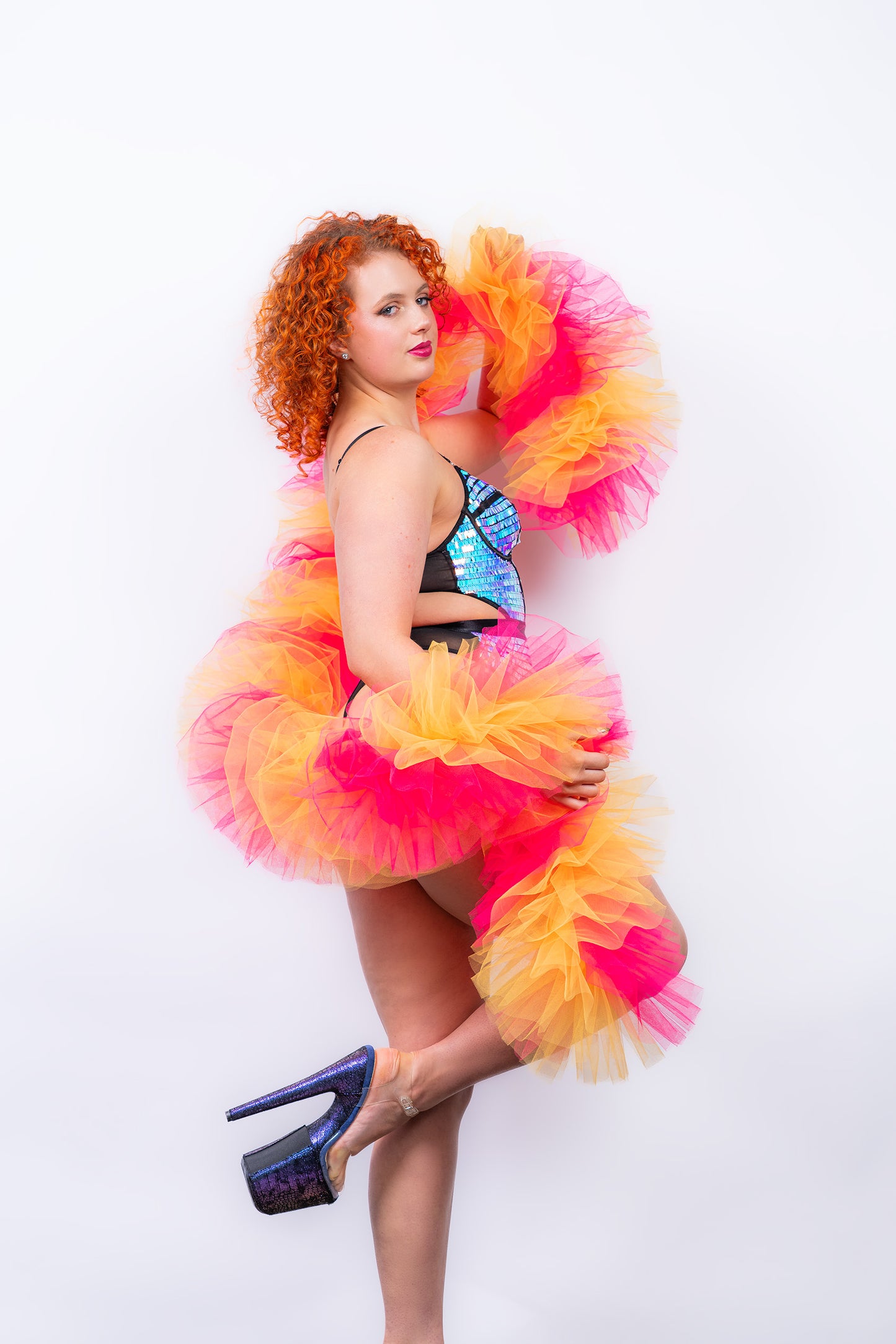 Pink and Yellow Tulle Boa